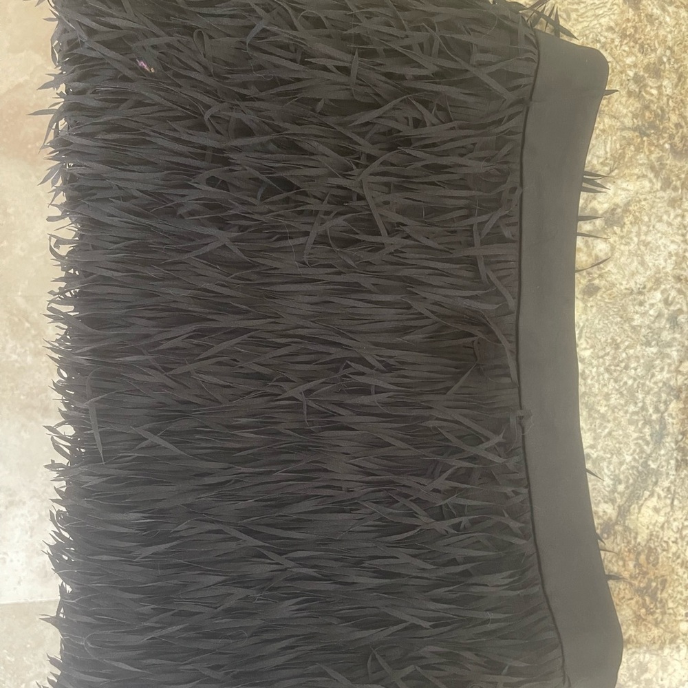 Express Black Fringe Mini Skirt